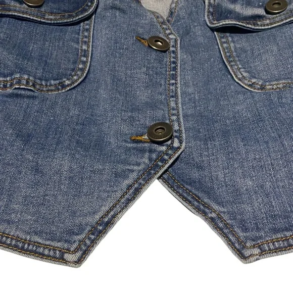 Torrid Denim Button-up Short Vest Women 4X Blue Pockets Distressed Western Rodeo - Picture 14 of 14
